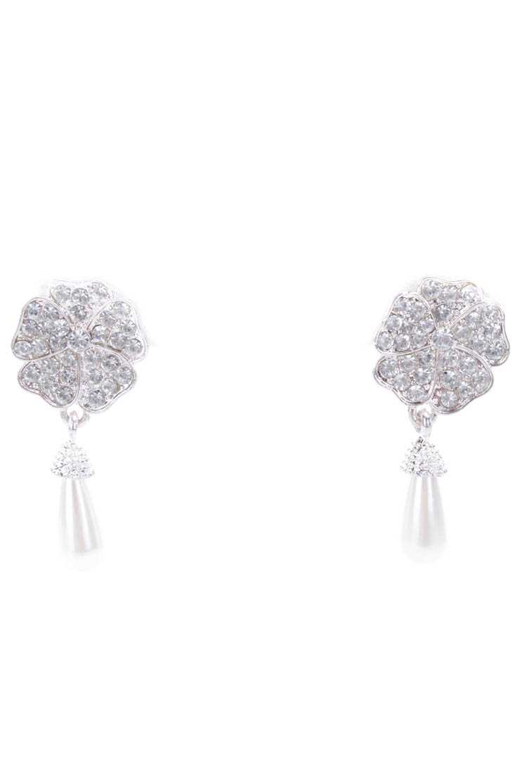 Silver Rhinestone Snowflake Earrings