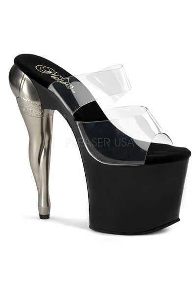 Clear Black Sculpted Leg High Heels