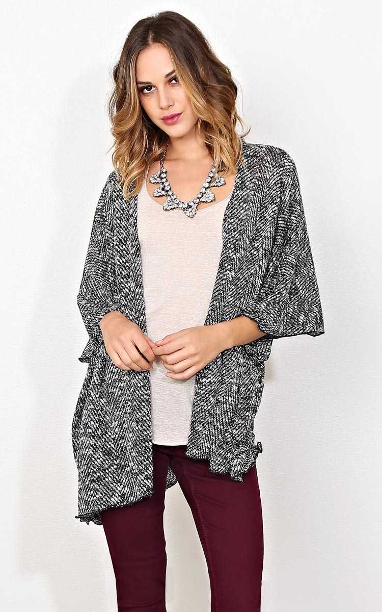 Black Fallen Leaves Dolman - Black/White in Size L/XL by Styles For Less