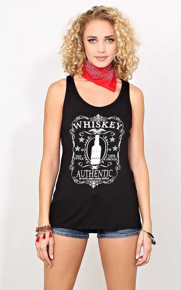 AUTHENTIC WHISKEY Knit Tank - - Black in Size by Styles For Less