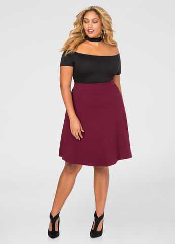 Ponte Fit & Flare Skirt