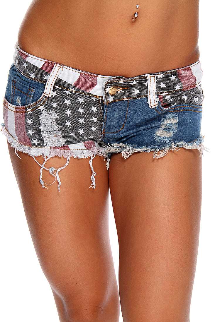 American Flag Mini Denim Shorts