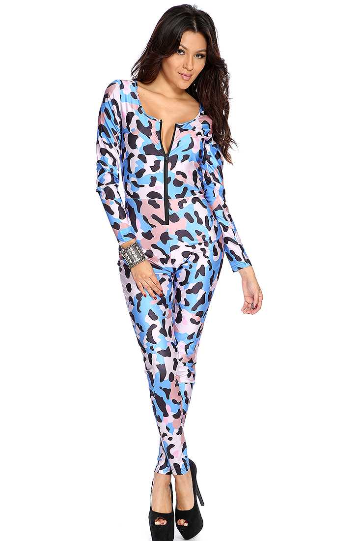 Mauve Leopard Print Zip Up Jumper Outfit