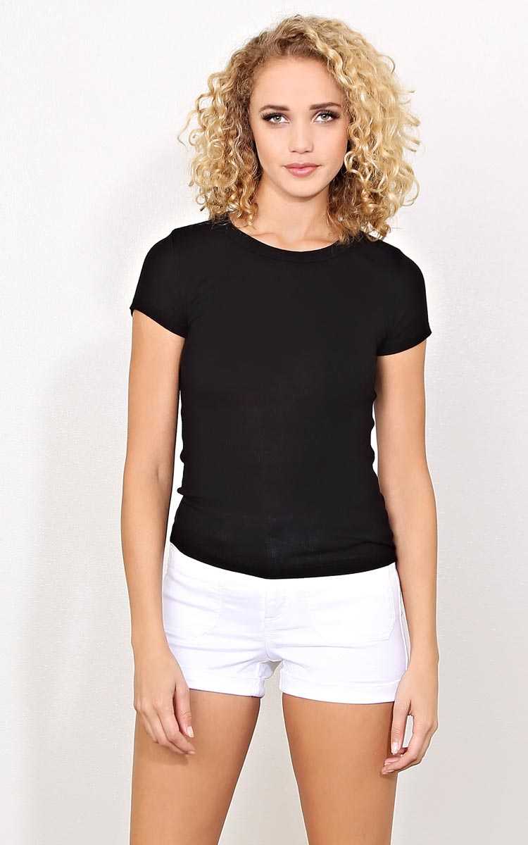 Black Simplicity Rib Knit Top - - Black in Size by Styles For Less