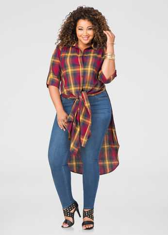 High Slit Plaid Duster