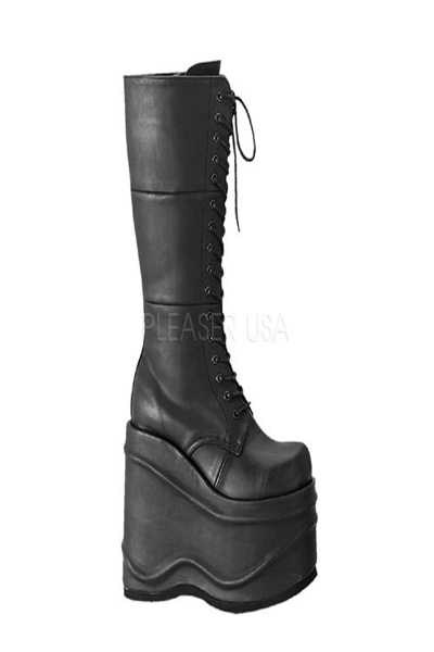 Black Lace Up Closed Toe Boots