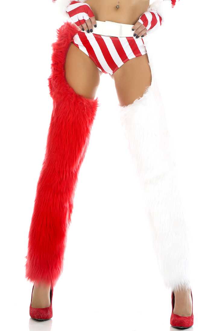 Red Faux Fur Two Tone Chaps Costume Accessory