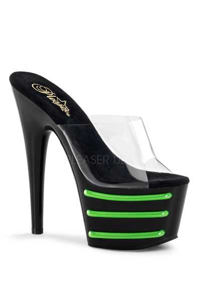 Clear Black Lime Green UV Tube Platform High Heels