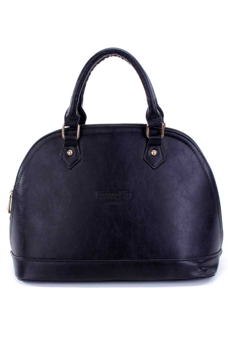 Black Faux Leather Handbag