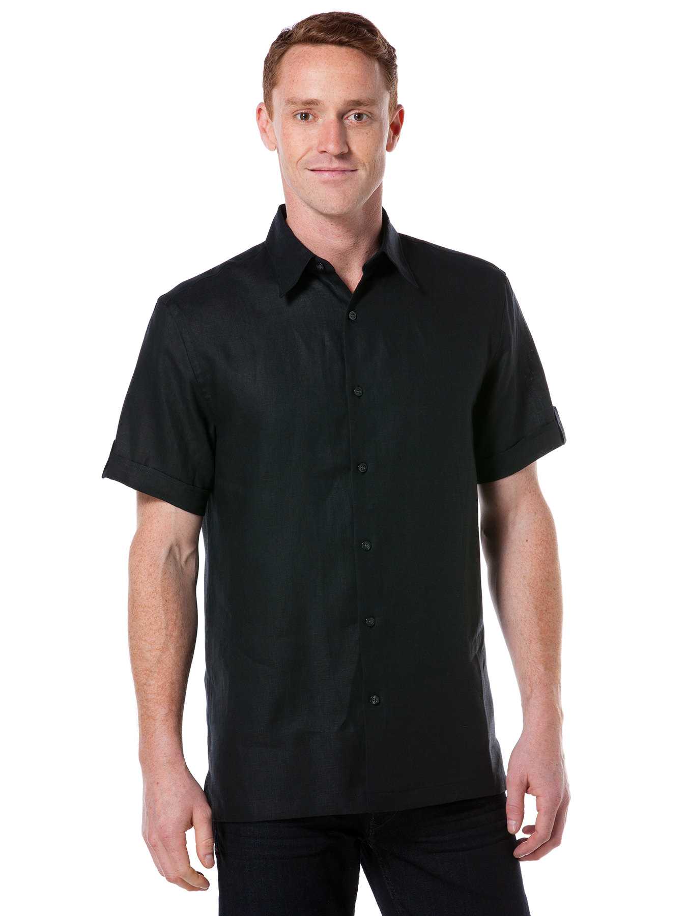 Perry Ellis Solid Linen Short Sleeve Shirt