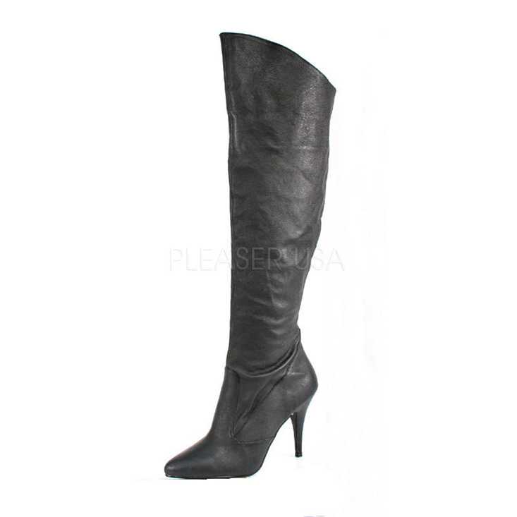 Black Leather Closed Toe Knee High Boots