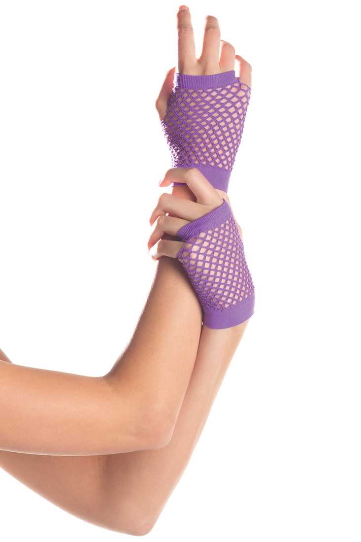 Purple Fishnet Fingerless Gloves