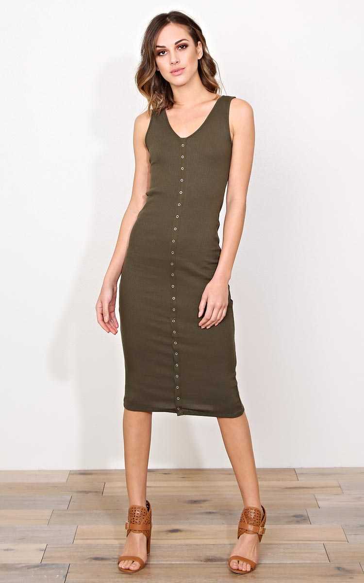 Carson Rib Knit Midi Dress - MED - in Size Medium by Styles For Less