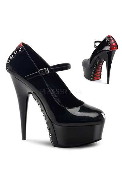 Black Red Patent Maryjane Corset High Heels