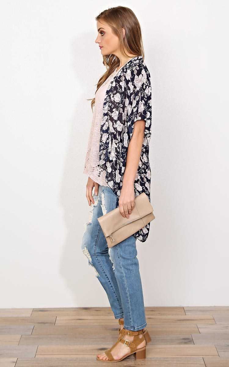 Dusk Floral Woven Wrap - - Navy Combo in Size by Styles For Less