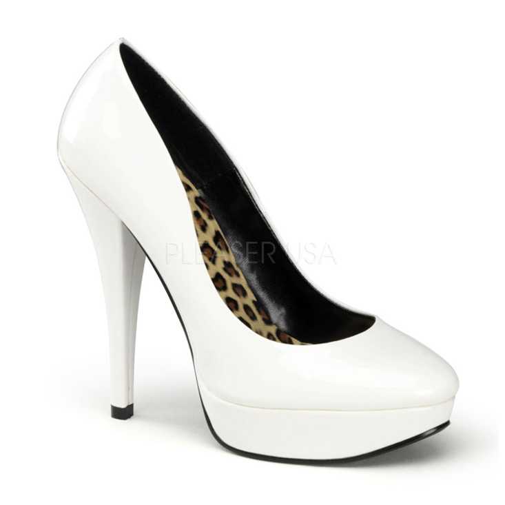 White Patent Faux Leather Pump High Heels