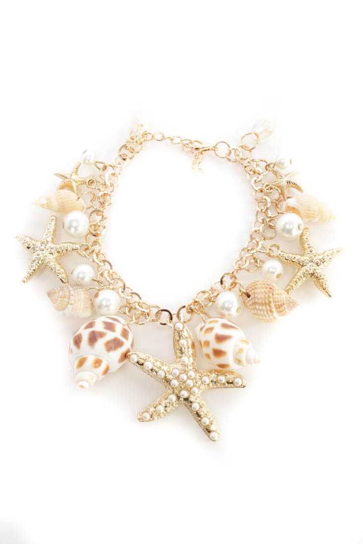 Gold High Polish Nautical Charm Bracelet
