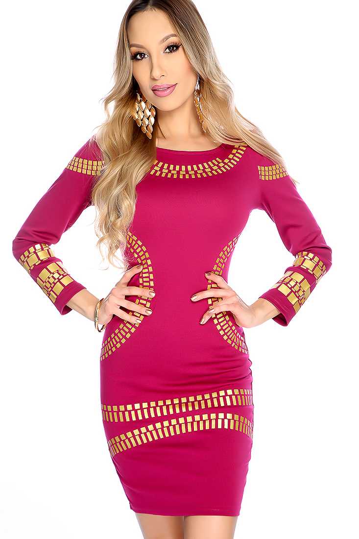 Sexy Magenta Metallic Design Sexy Party Dress