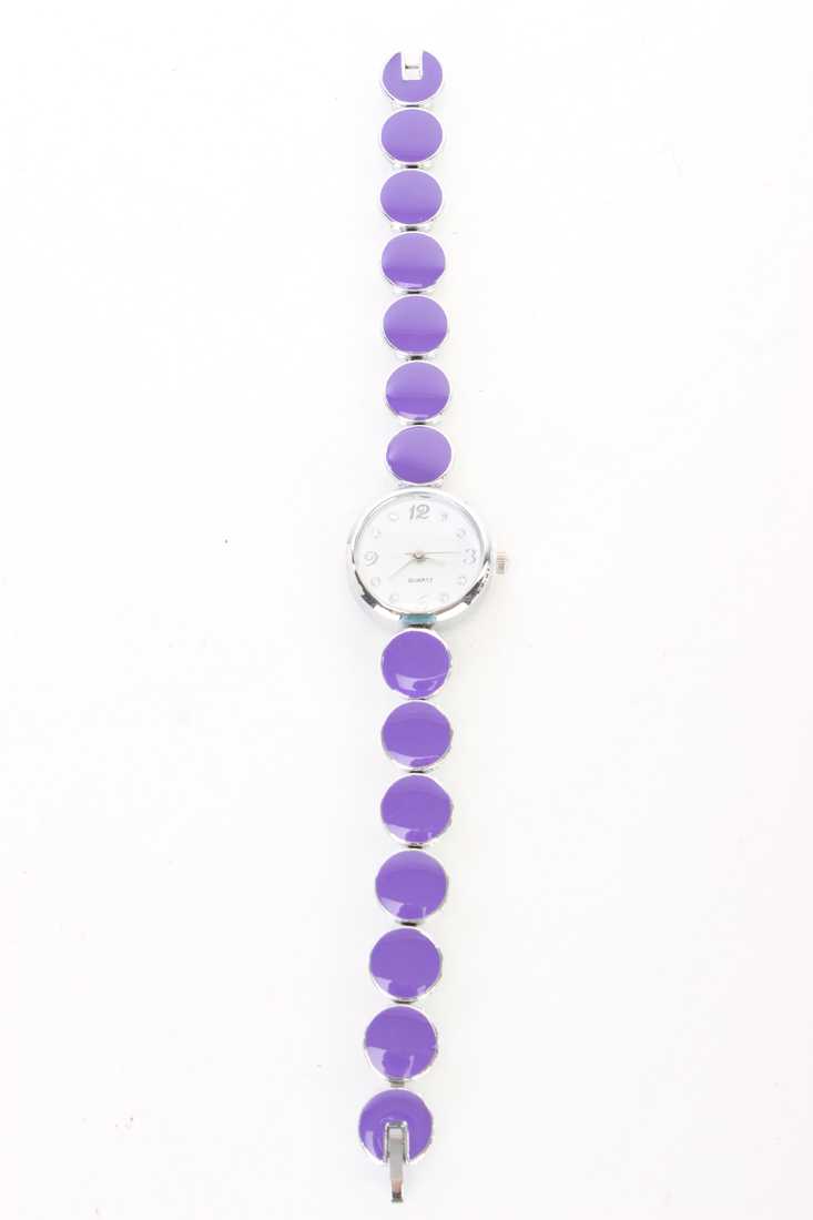 Purple High Polish Beaded Cute Round Watch