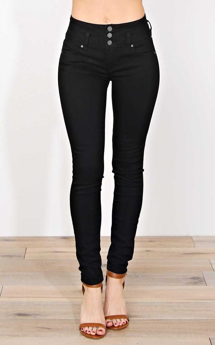 Mason Denim Skinny Jeans - Black Denim in Size by Styles For Less