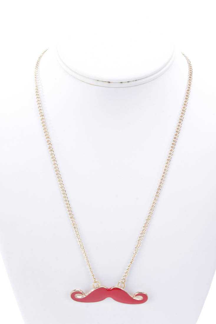 Red Gold Lacquer Finished Mustache Necklace