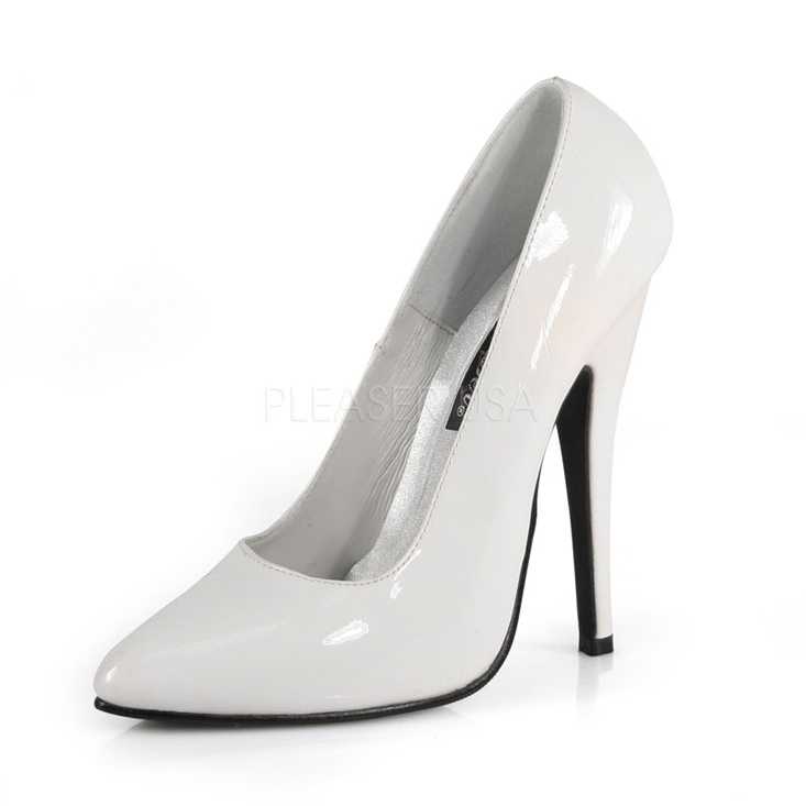 White Patent Single Sole Pump High Heels