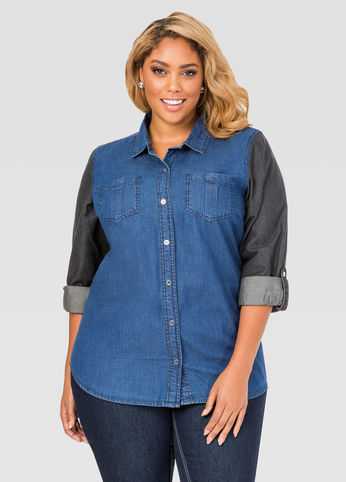 Two-Tone Denim Shirt