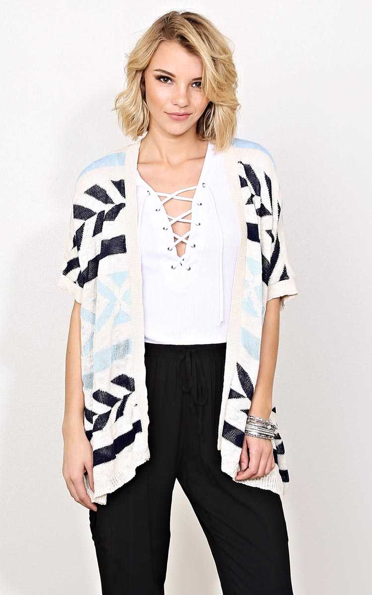 Native Ocean Slub Knit Wrap - - Navy Combo in Size by Styles For Less