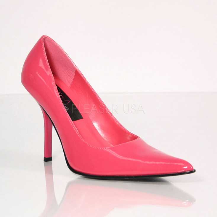 Fuchsia Pointed Toe Pump High Heels Patent Faux Leather
