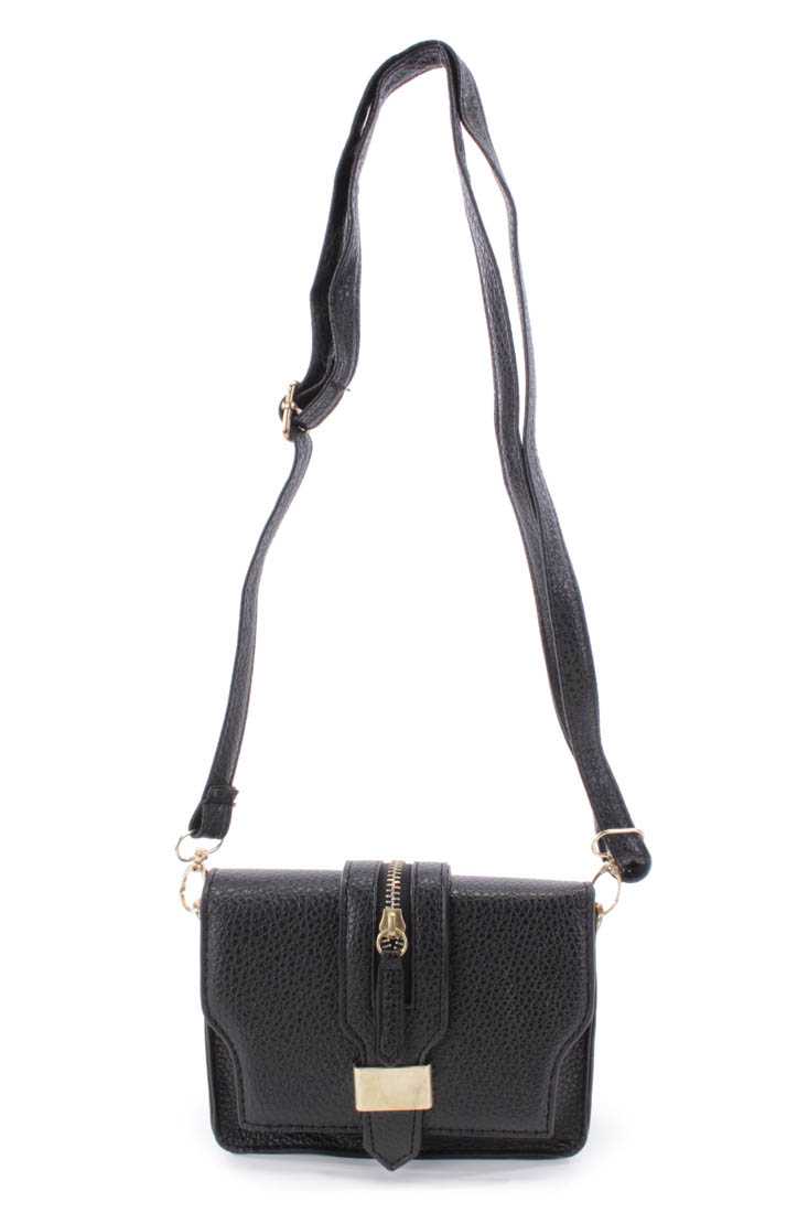 Black Faux Leather Mini Handbag