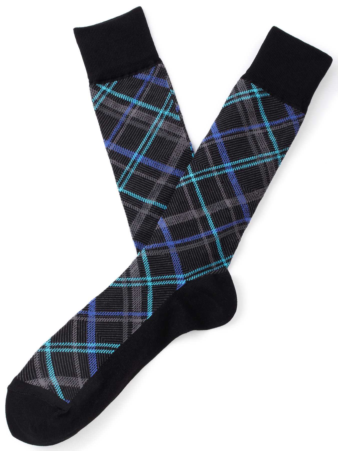 Perry Ellis Mercerized Cotton Plaid Sock