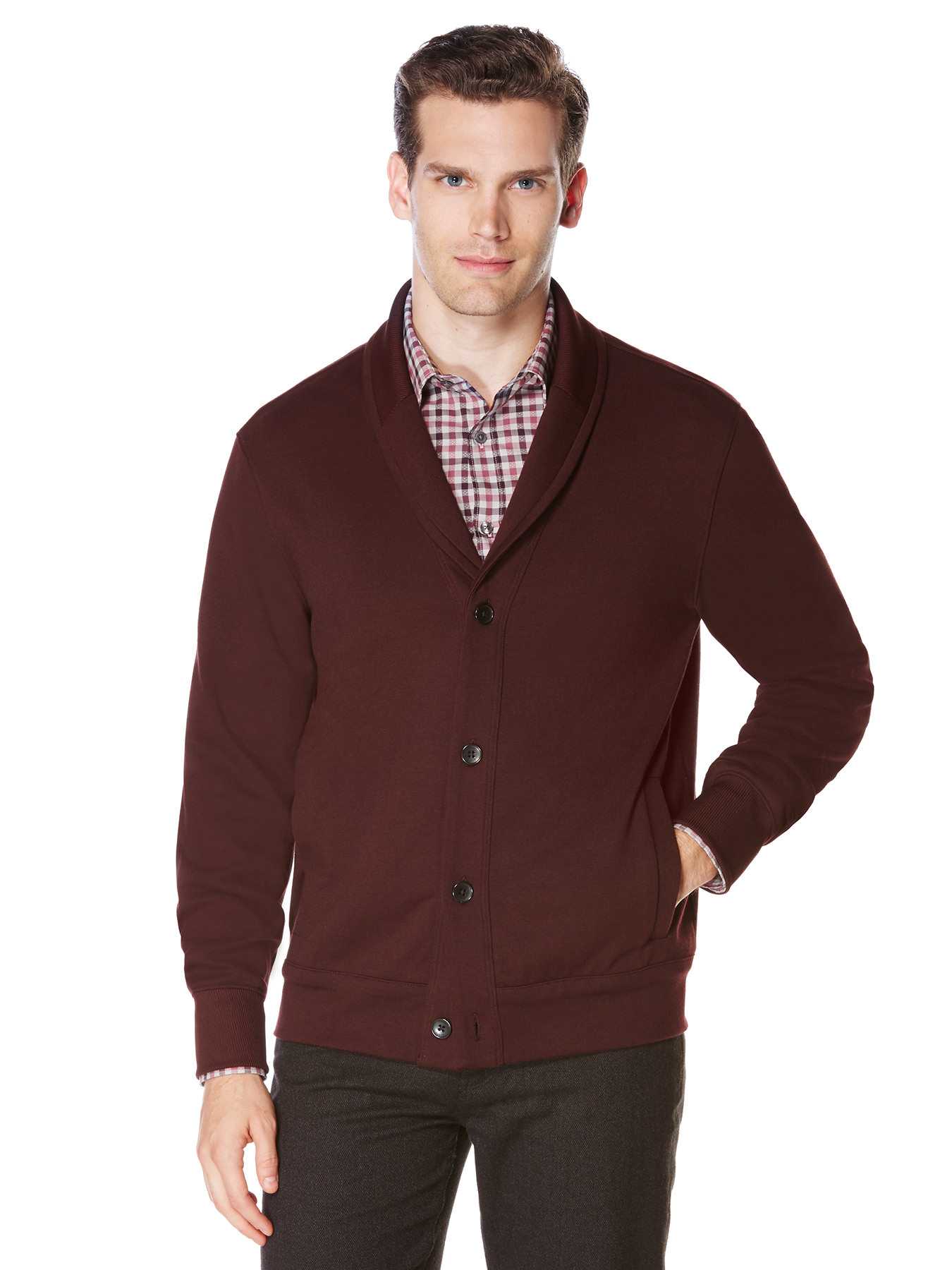 Perry Ellis Long Sleeve Jacquard Cardigan