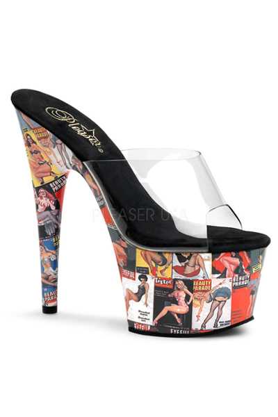 Clear Multi Pin Up Girl Platform High Heels