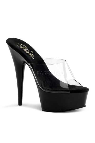 Clear Black Slip On Platform High Heels