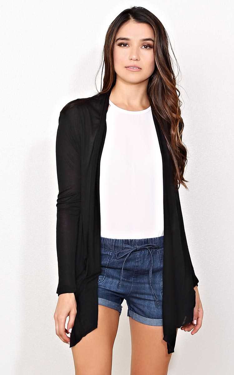 Black Break Time Knit Wrap - MED - Black in Size Medium by Styles For Less