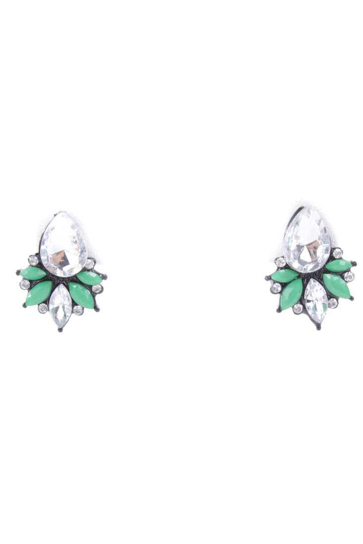 Green Faceted Beaded Earrings