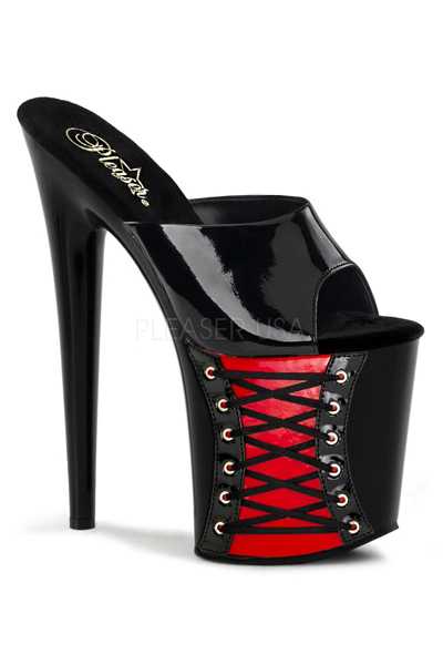 Black Red Patent Corset Platform High Heels