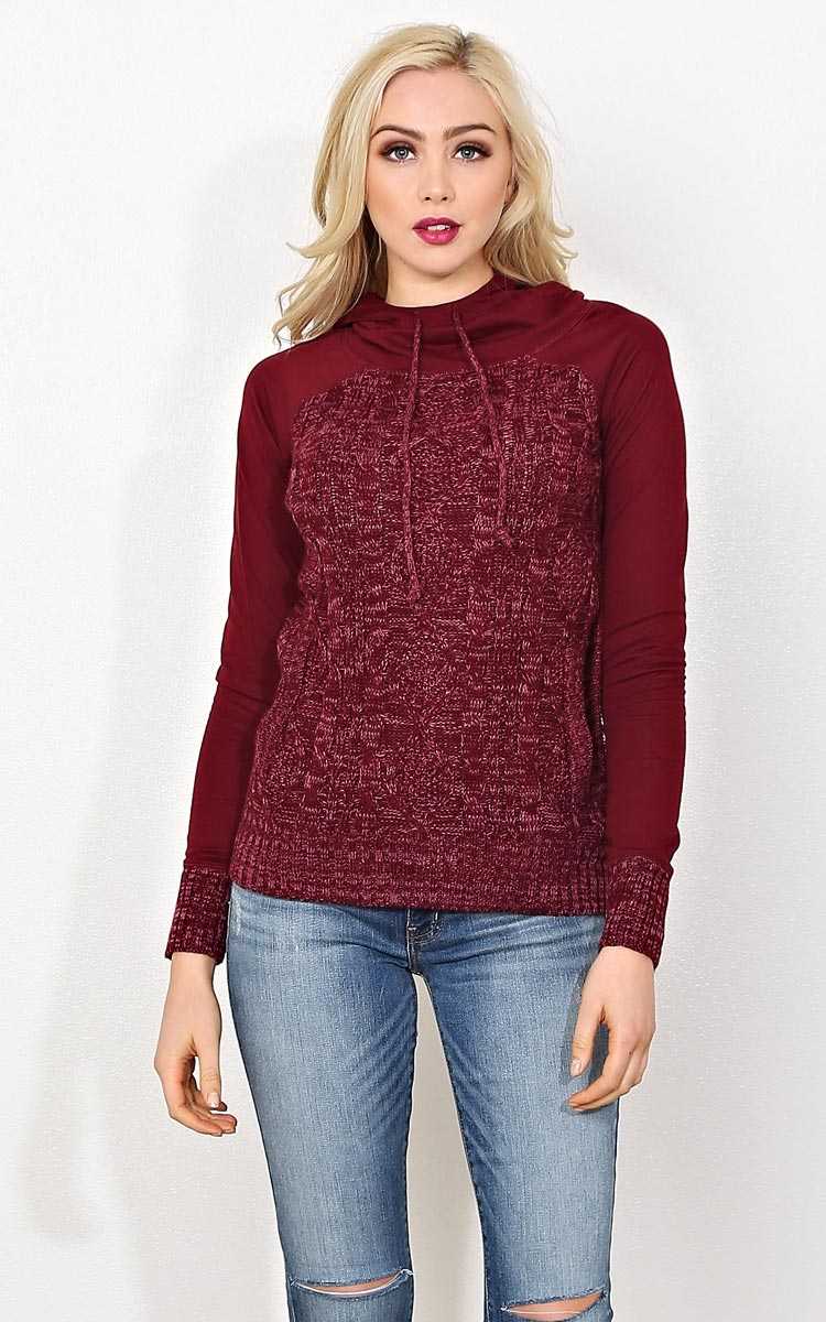 Brittany French Terry Hoodie - SML - Burgundy in Size Small by Styles For Less