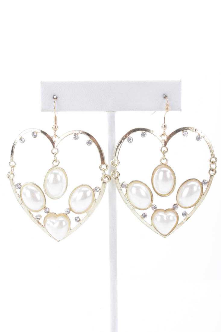 White Gold Heart Shaped High Polish Earrings