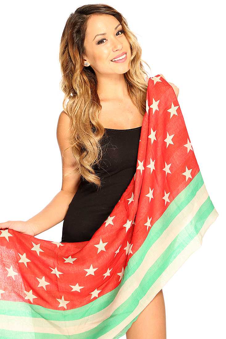 Green Red Flag Light Weight Infinity Scarf