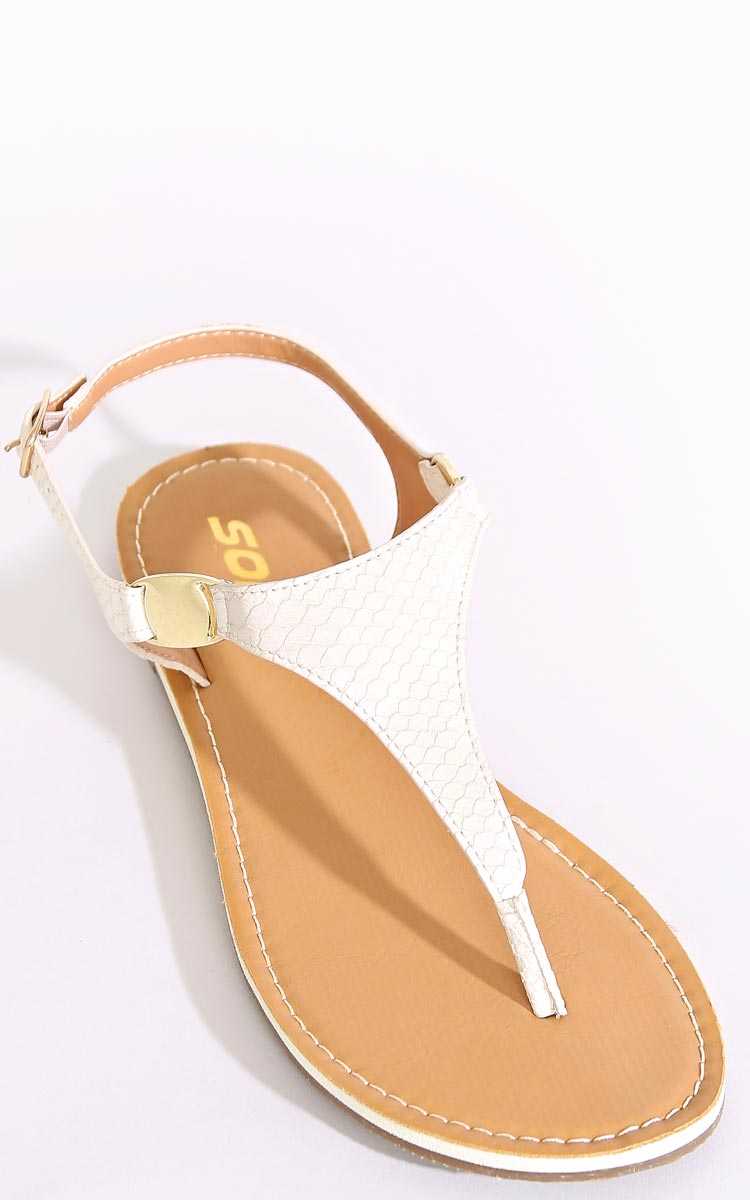 Sunny Spring T Strap Sandals - Beige in Size by Styles For Less