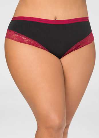 Lace Trim Microfiber Bikini Panty