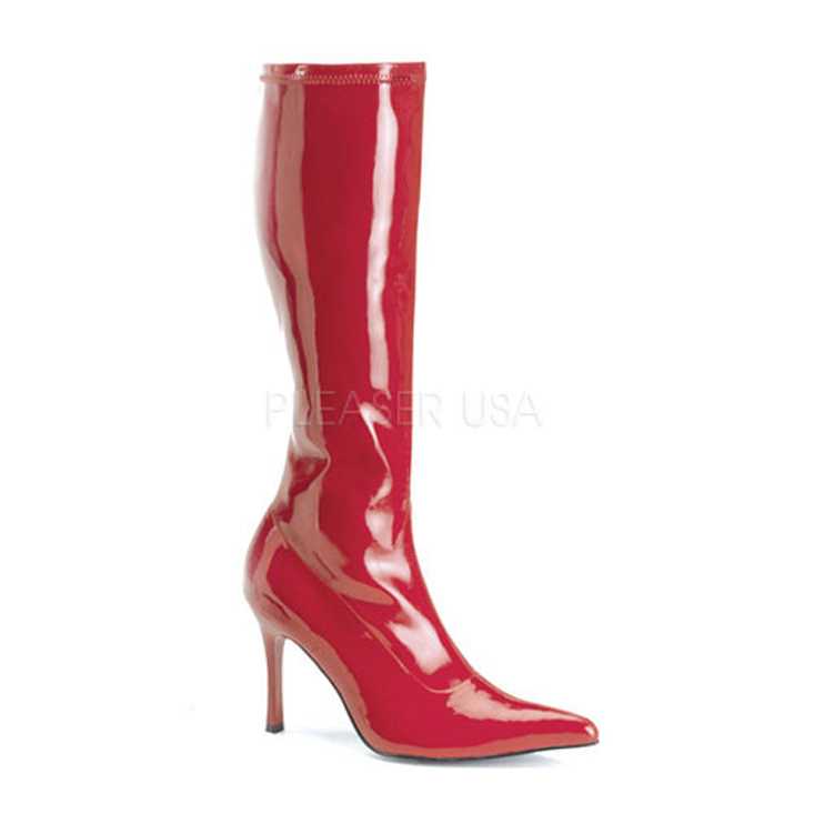 Red Patent Faux Leather Knee High Boots