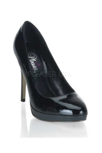 Black Patent Faux Leather Pump High Heels