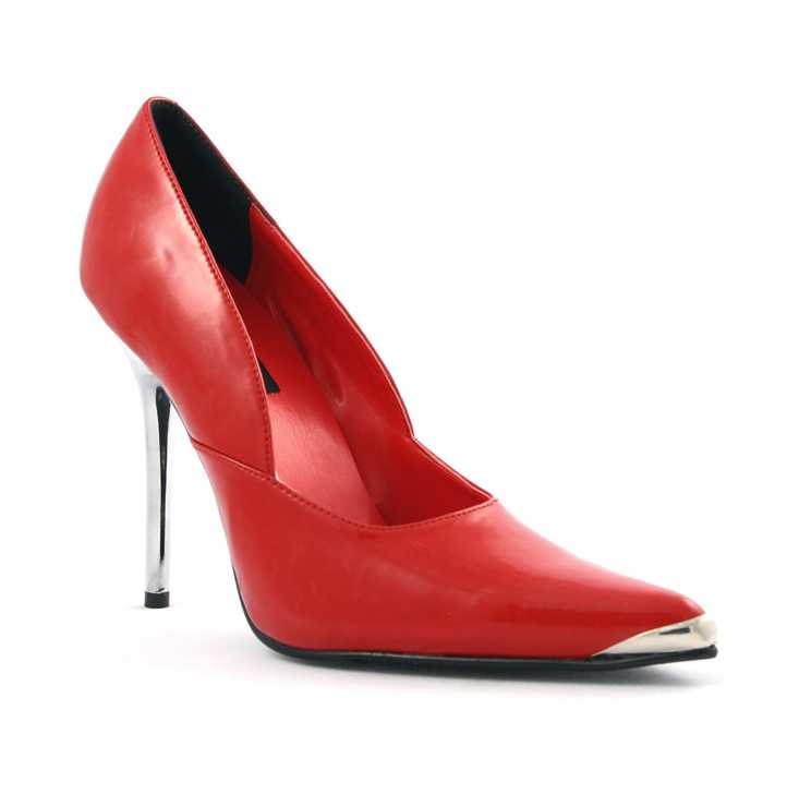 Red Pointed Toe Pump High Heels Patent Faux Leather