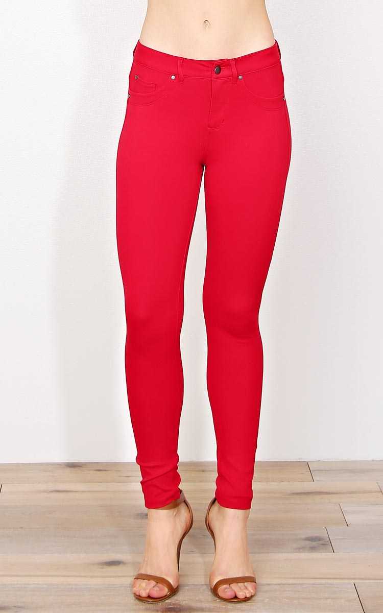 Heating Up Knit Jeggings - - Red in Size by Styles For Less