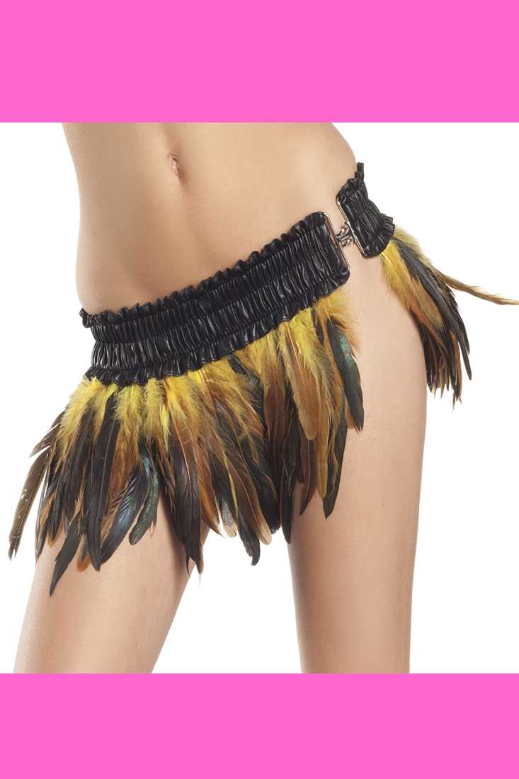 Yellow Feather Mini Skirt Sexy Costume