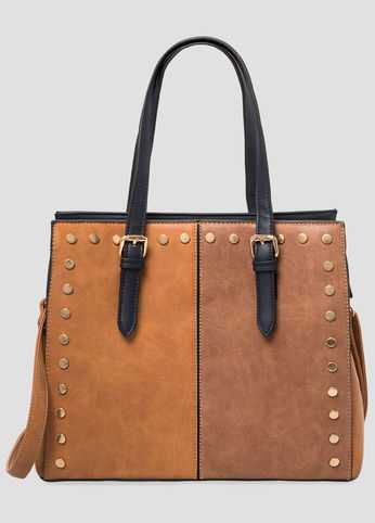 Two-Tone Stud Tote