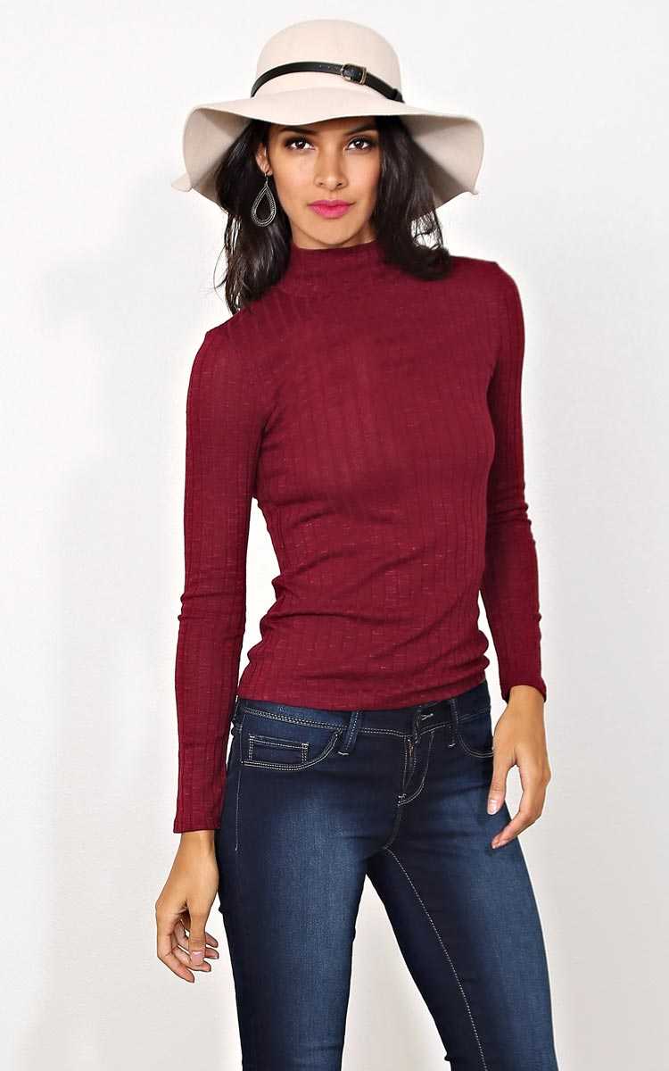 Cranberry Kiss Mock Neck Top - - Wine/Cran in Size by Styles For Less