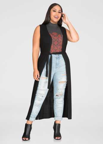 Open Front Long Duster Cardigan